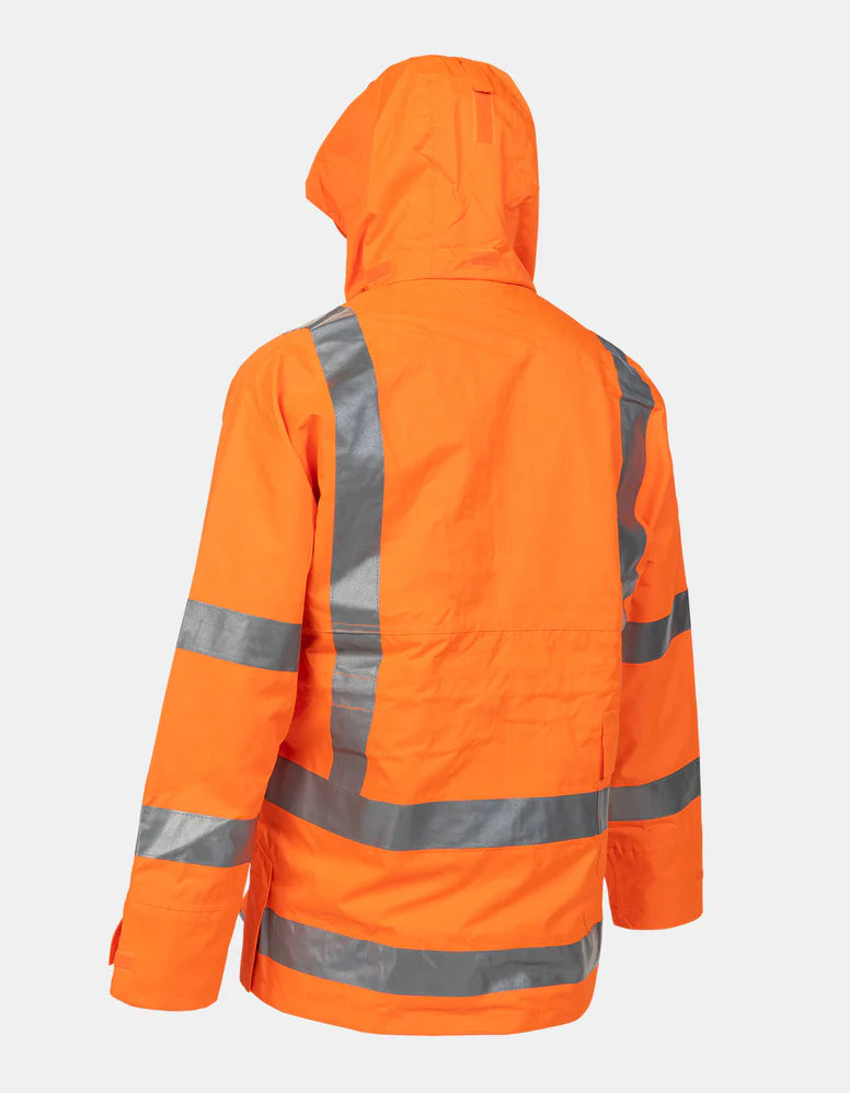 Flexviz 100% Waterproof Breathable High Visibility Jacket Orange