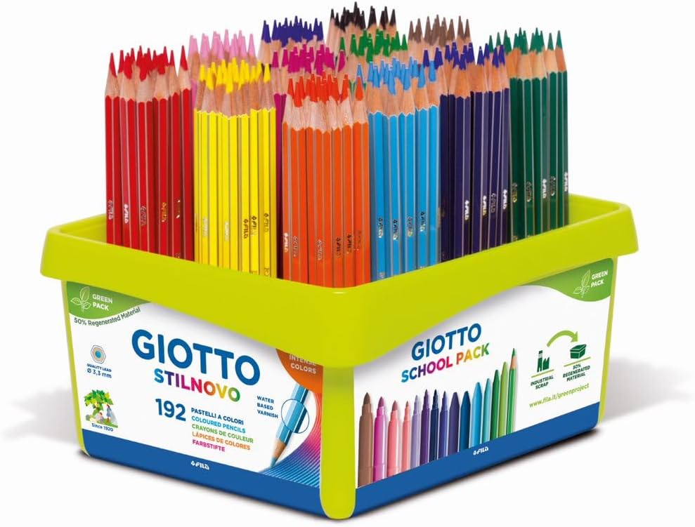 GIOTTO Stilnovo School Pack 192 Coloured Pencils 12 Shades