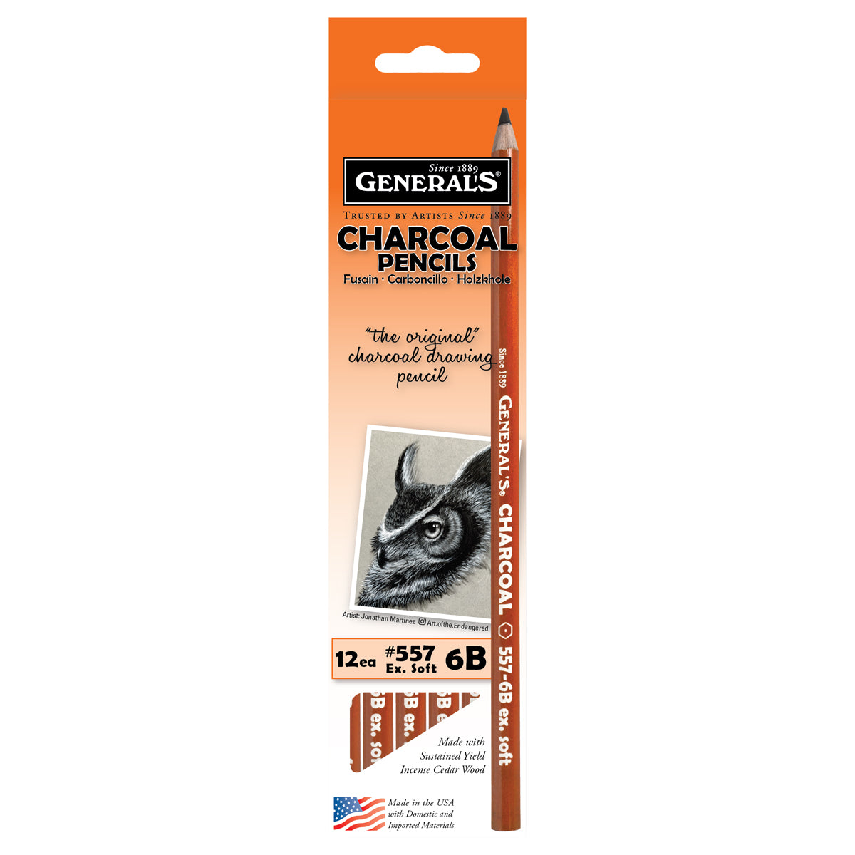 General’s Artist Quality Charcoal Pencils 6B Extra Soft #557