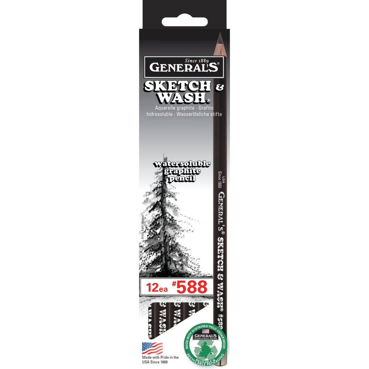 Generals Sketch & Wash Watersoluble Graphite Pencil #588 Box of 12