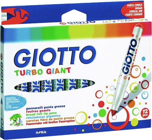 Giotto Turbo Giant Felt Tip Markers Fibre Tips Washable Pack of 12
