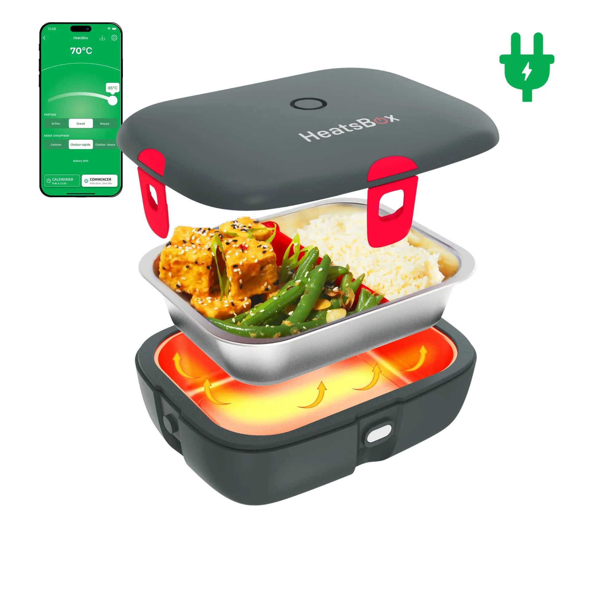HeatsBox STYLE+ Portable Smart Heating Lunchbox – Fresh Hot Meals Anywhere