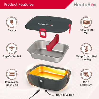 HeatsBox STYLE+ Portable Smart Heating Lunchbox – Fresh Hot Meals Anywhere