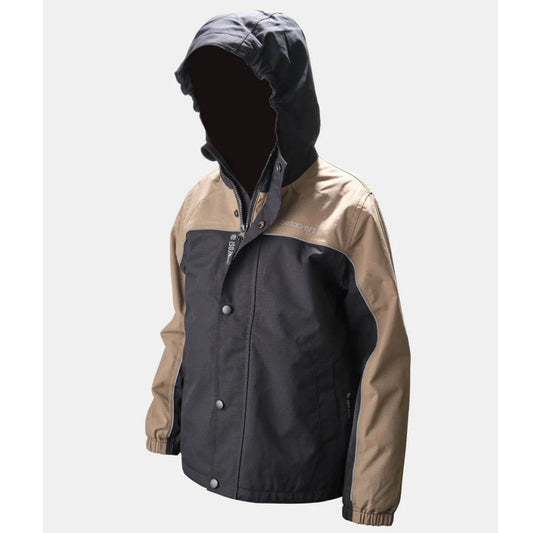 ISO940 Juniors Premium All Weather 100% Waterproof Breathable Rain Jacket Black / Mushroom