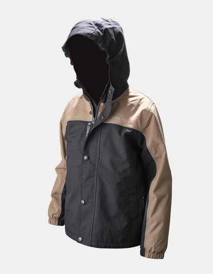 ISO940 Juniors Premium All Weather 100% Waterproof Breathable Rain Jacket Black / Mushroom