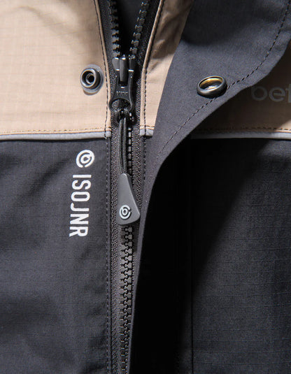 ISO940 Juniors Premium All Weather 100% Waterproof Breathable Rain Jacket Black / Mushroom