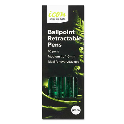 Icon Ballpoint Pen Retractable Medium Tip Green