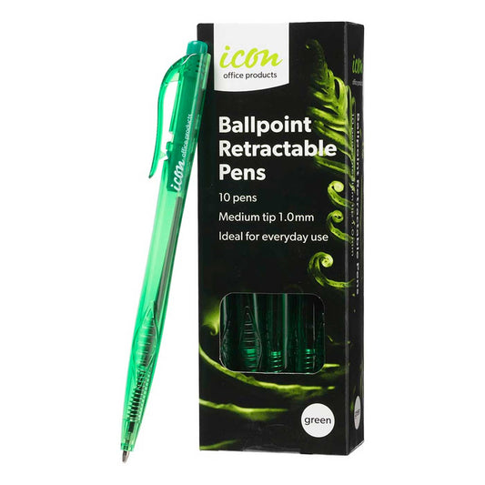 Icon Ballpoint Pen Retractable Medium Tip Green