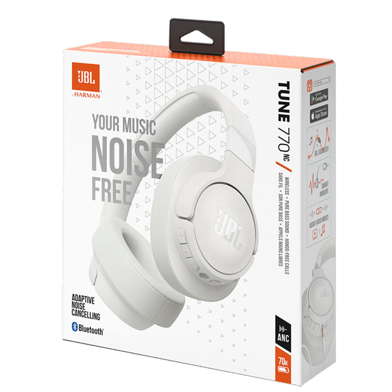 JBL T770NC-B Wireless Over-Ear Noise Cancelling Headphones White