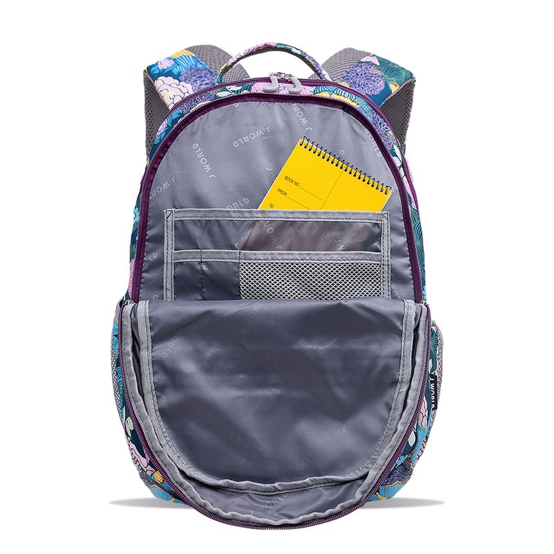 J World Cornelia Laptop Backpack Purple Secret Garden