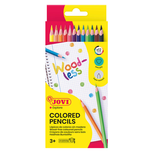 Jovi Triangular Coloured Pencils Woodless Pack 12