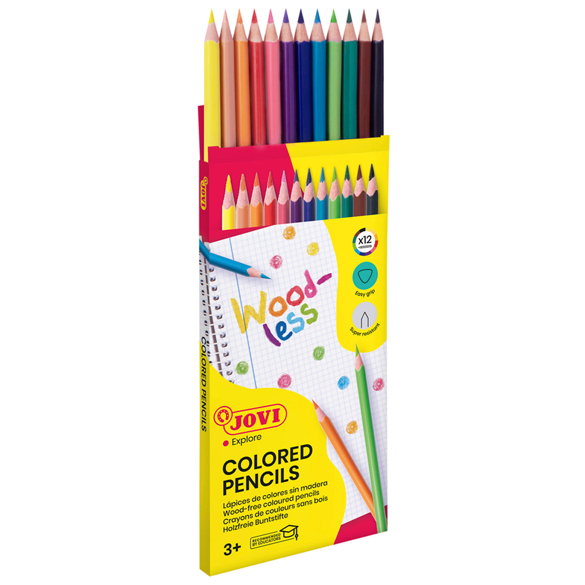 Jovi Triangular Coloured Pencils Woodless Pack 12
