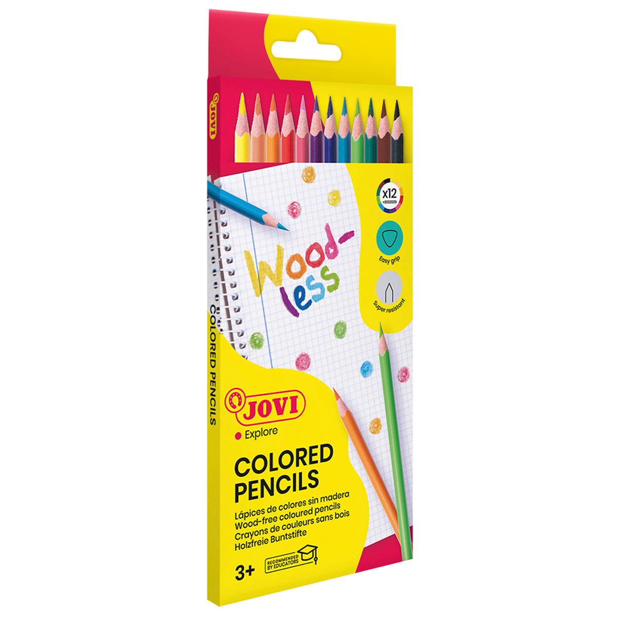 Jovi Triangular Coloured Pencils Woodless Pack 12