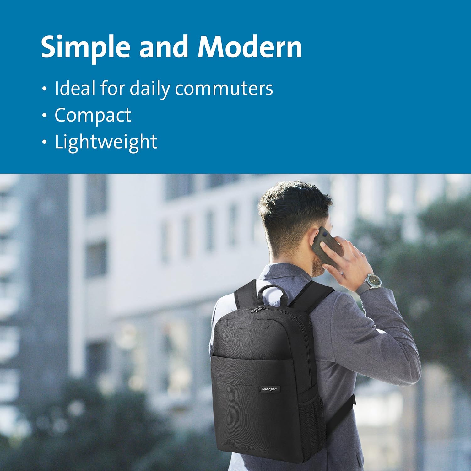 Kensington Simply Portable Lite Backpack, 16-inch Laptop Backpack, Black