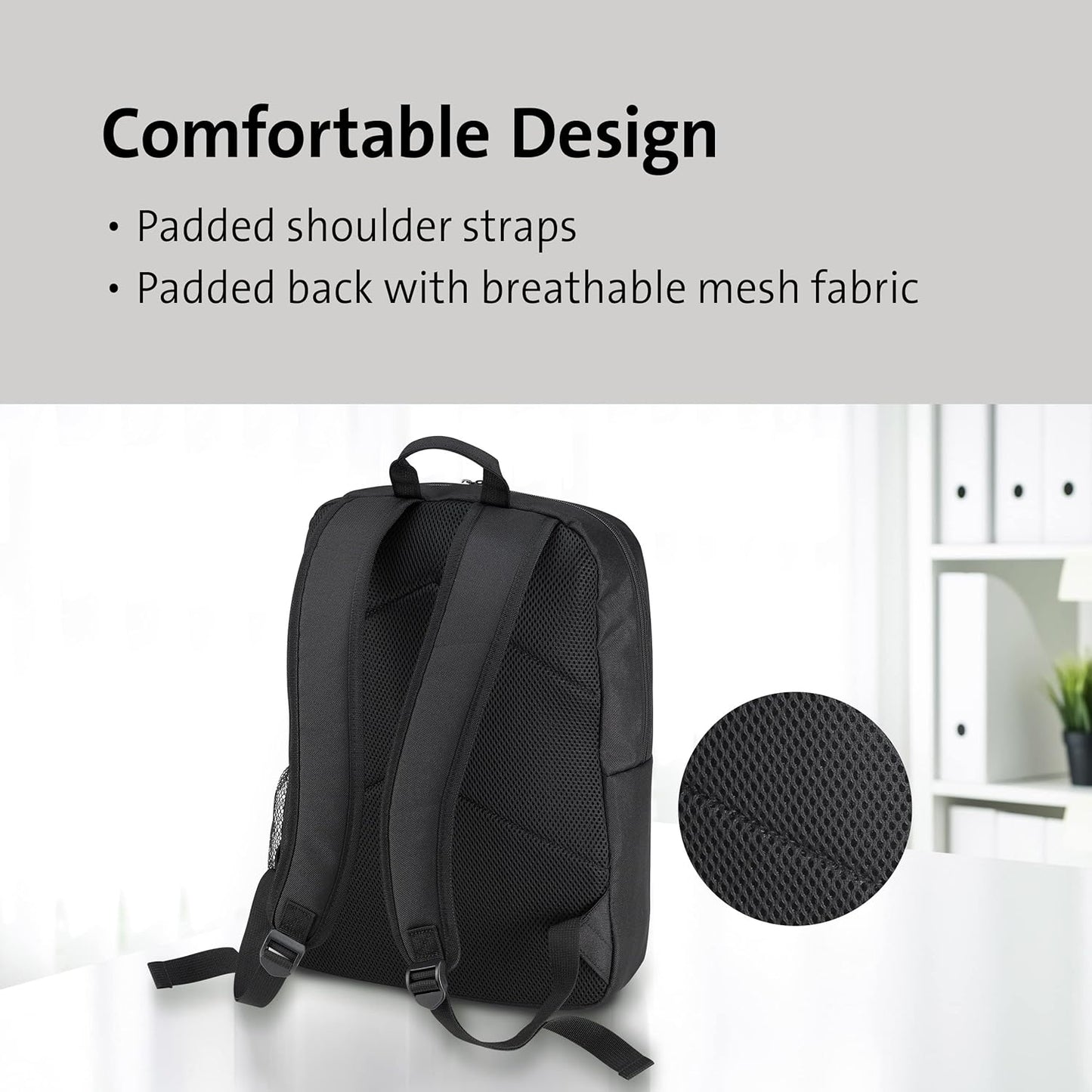 Kensington Simply Portable Lite Backpack, 16-inch Laptop Backpack, Black