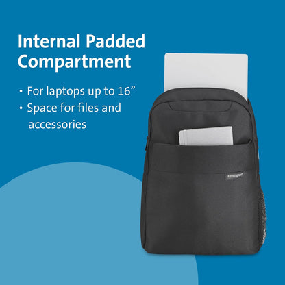 Kensington Simply Portable Lite Backpack, 16-inch Laptop Backpack, Black