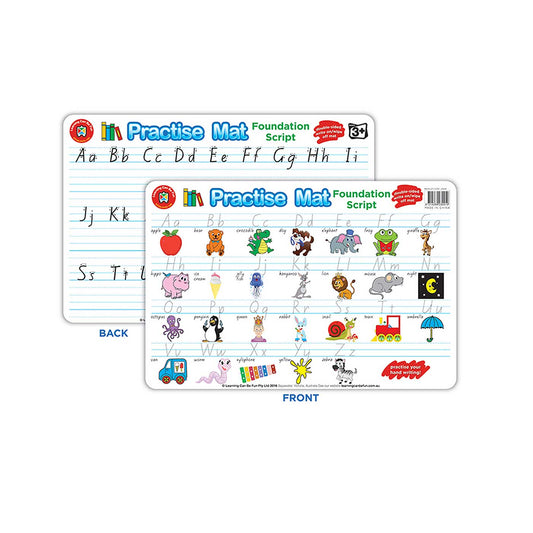 LCBF Handwriting Practice Mats Double-Sided Dry Erase 42cm x 28cm Ages 3+ Foundation Script