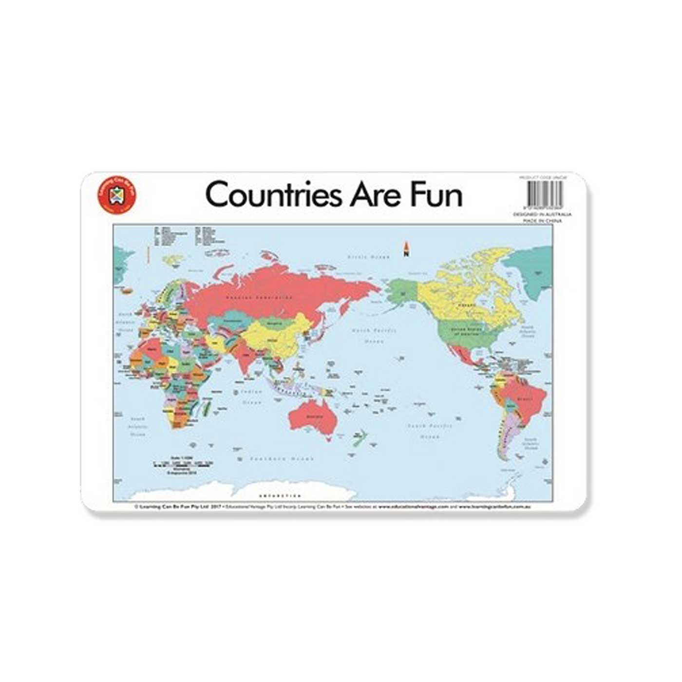 LCBF Placemat Educational Desk Mat 44 x 29 cm Countries are Fun