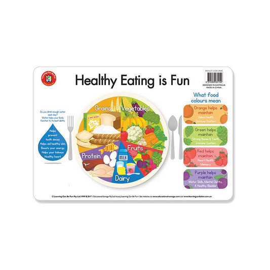 LCBF Placemat Educational Desk Mat 44 x 29 cm Healthy Eating is Fun