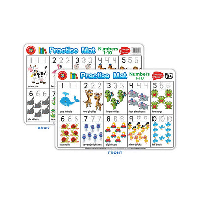 LCBF Practise Mats Double-Sided Dry Erase 42cm x 28cm Ages 3+ Numbers 1 to 10