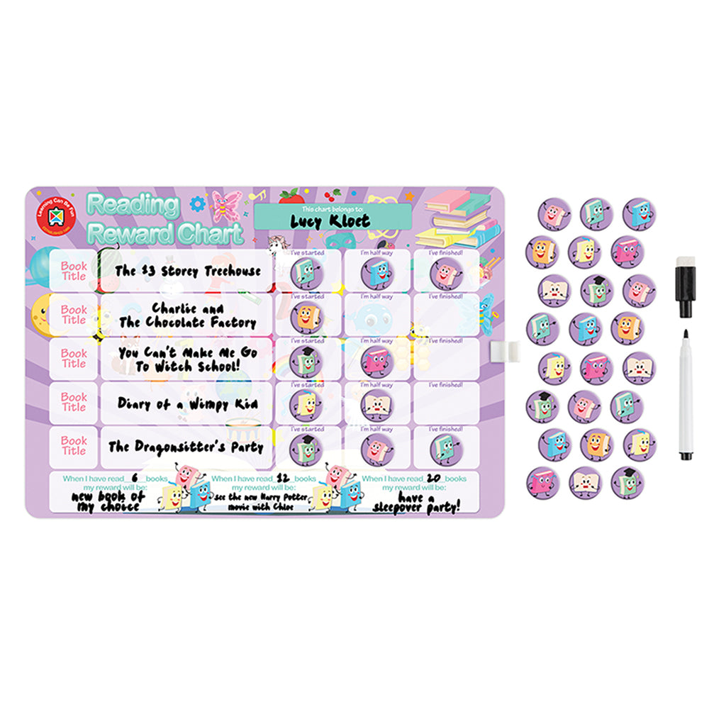 LCBF Magnetic Reward Chart Reusable 39cm x 27cm Reading Lilac