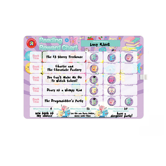 LCBF Magnetic Reward Chart Reusable 39cm x 27cm Reading Lilac