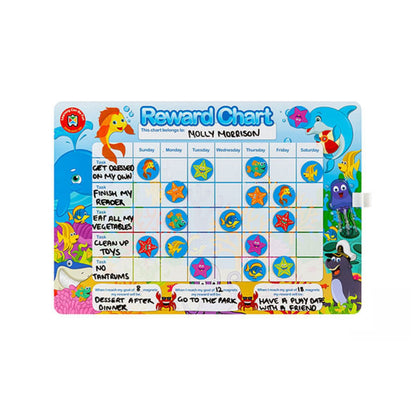 LCBF Magnetic Reward Chart Reusable with 40 Reward Magnets Sea Life