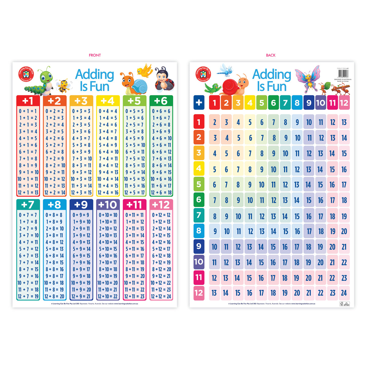 LCBF Wall Chart Adding is Fun Double-Sided Poster 50 x 74cm