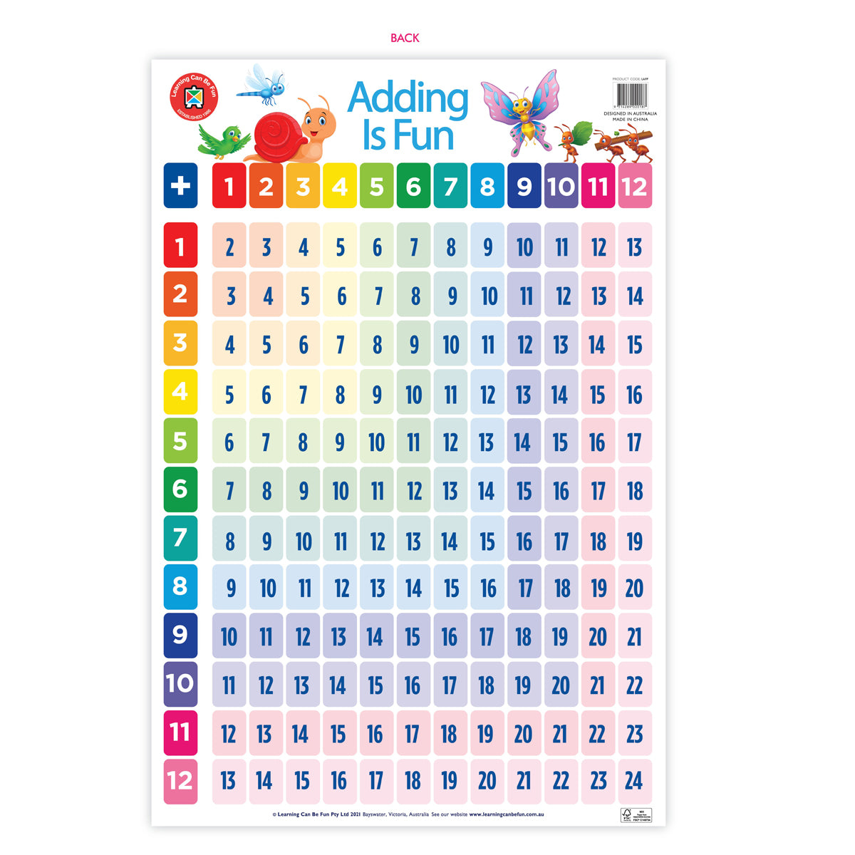 LCBF Wall Chart Adding is Fun Double-Sided Poster 50 x 74cm