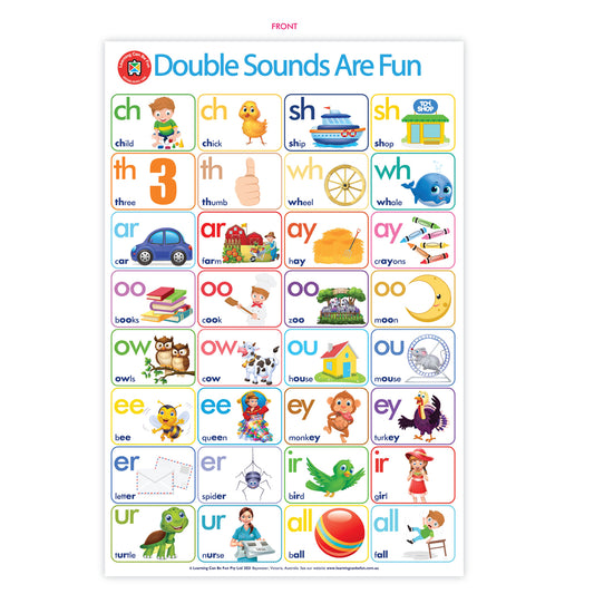 LCBF Wall Chart Poster Double-Sided 50 x 74cm Double Sounds Are Fun