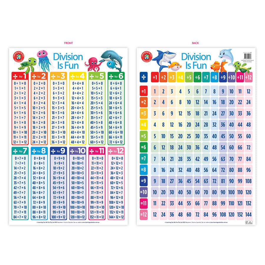 LCBF Wall Chart Double-Sided Poster 50 x 74cm Division is Fun