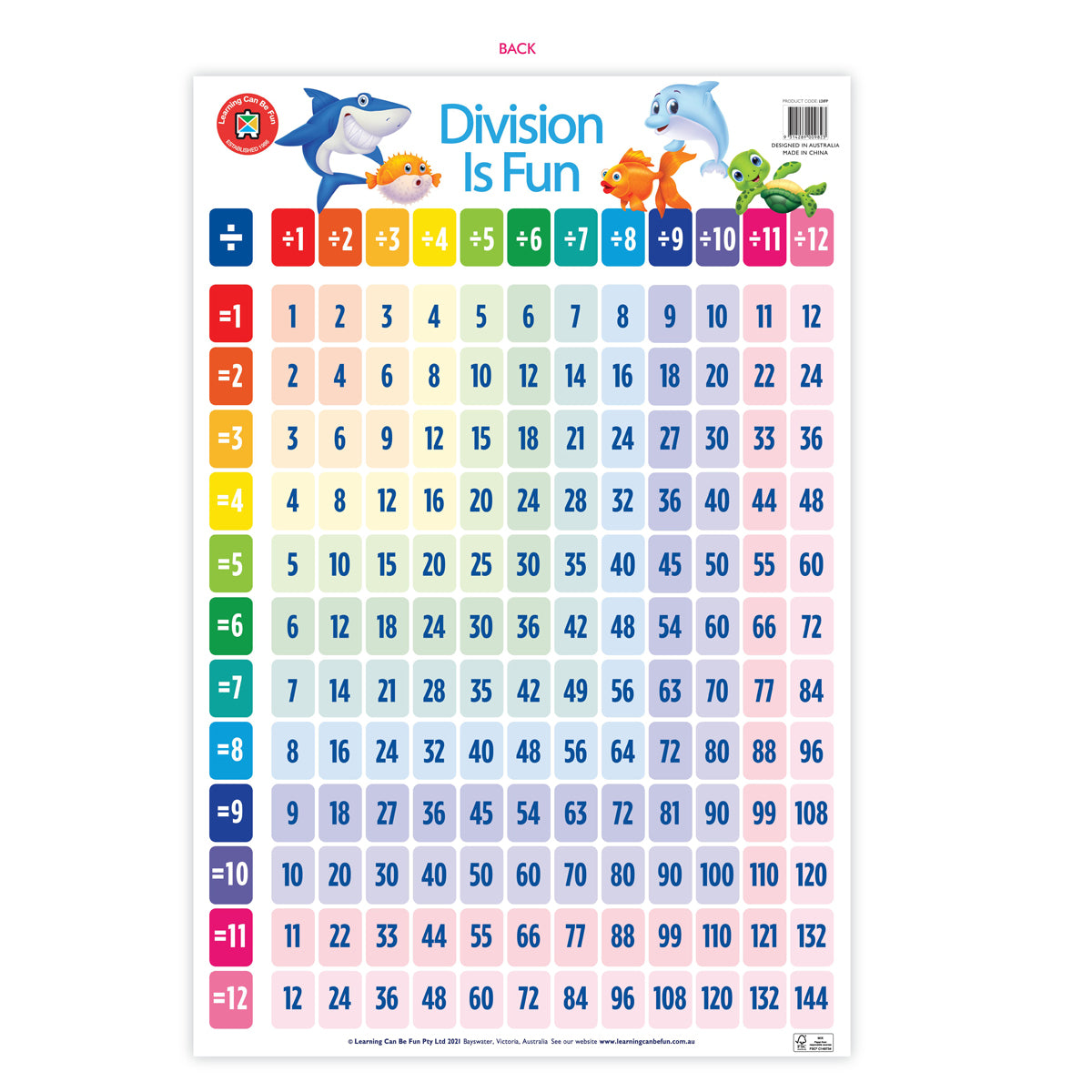 LCBF Wall Chart Double-Sided Poster 50 x 74cm Division is Fun