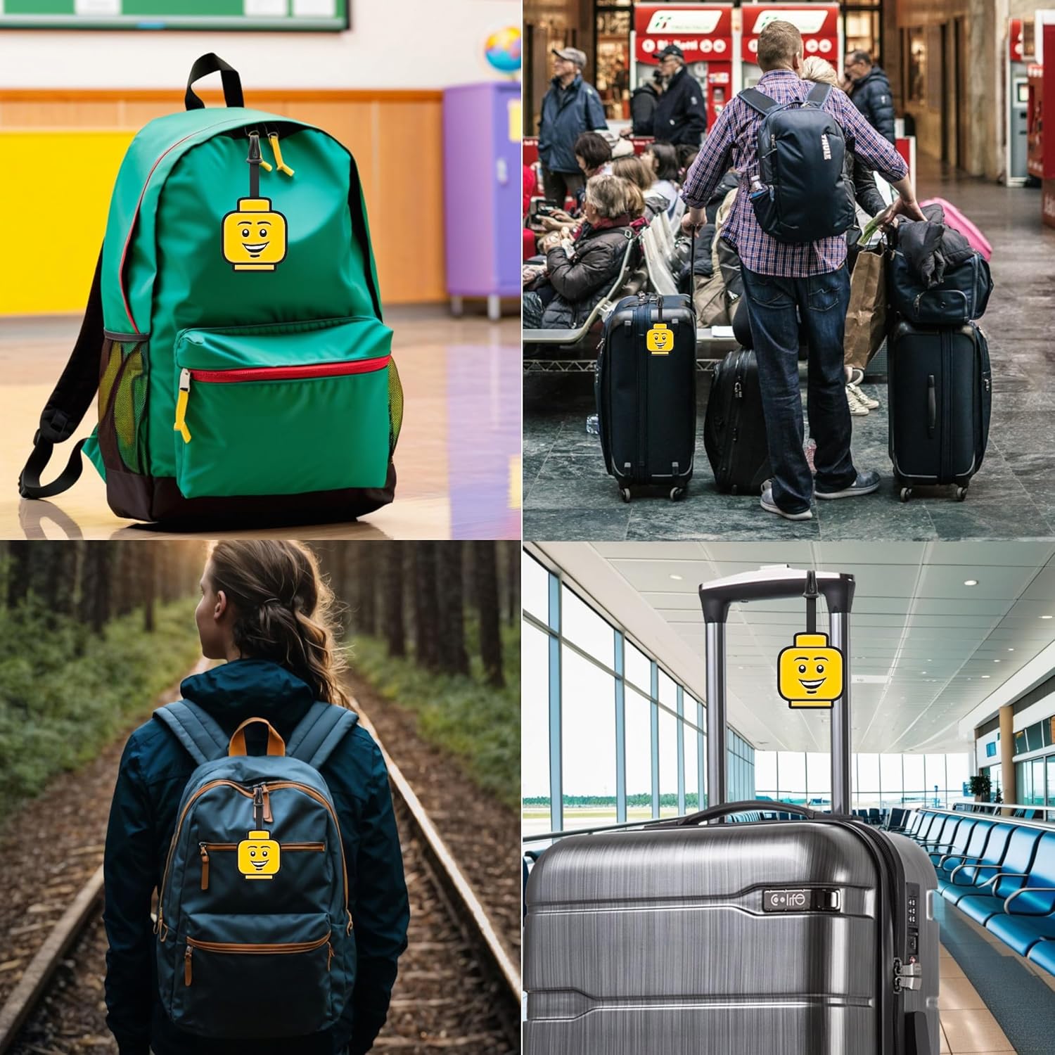 LEGO® Bag Tag – Boy Face | Iconic Minifigure Luggage Tag | Durable Silicone Travel Accessory