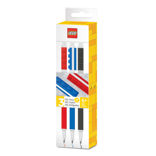 LEGO® Gel Pens 3 Pack – Blue, Black & Red | Customisable with LEGO Bricks