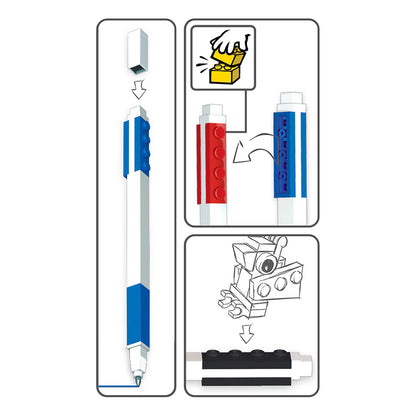 LEGO® Gel Pens 3 Pack – Blue, Black & Red | Customisable with LEGO Bricks