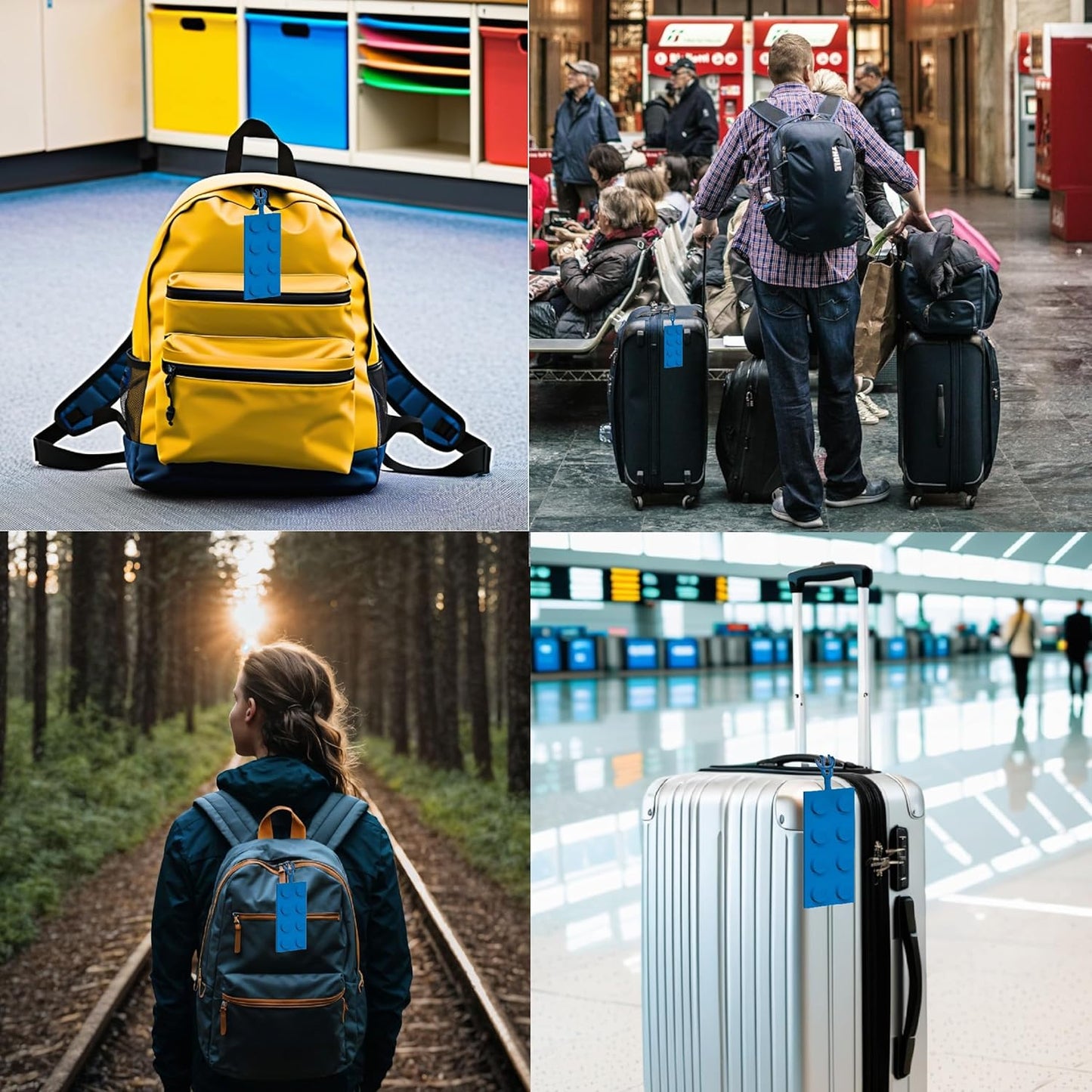 LEGO® Luggage Tag – Blue Silicone 2x4 Brick Design for Bags & Suitcases