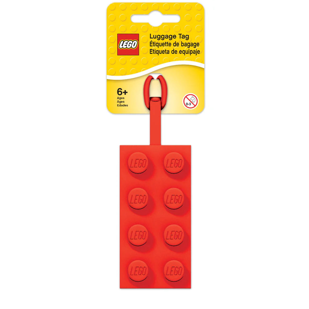 LEGO® Luggage Tag – Red Silicone 2x4 Brick Design for Bags & Suitcases