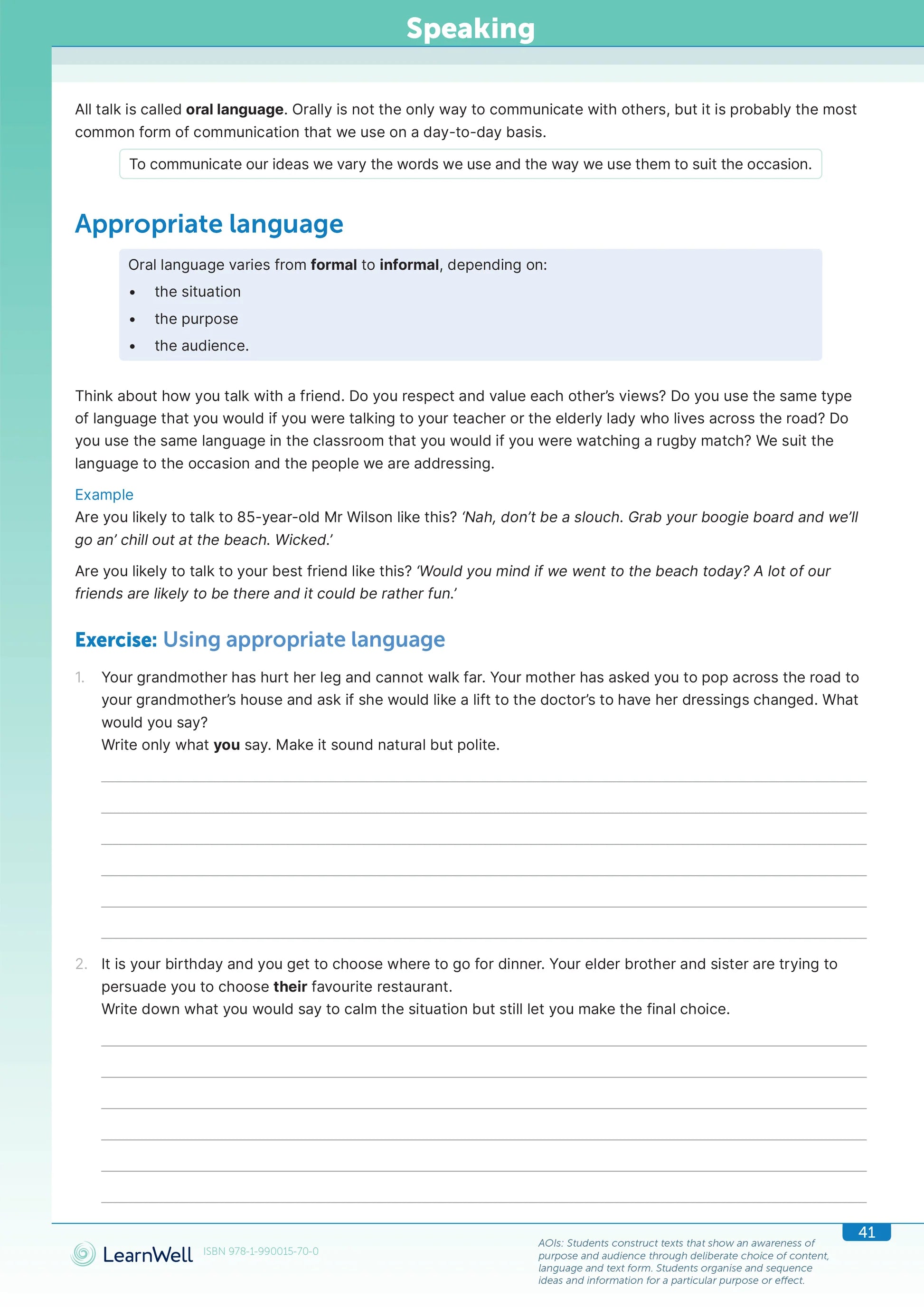 LearnWell Year 8 English Start Right Workbook