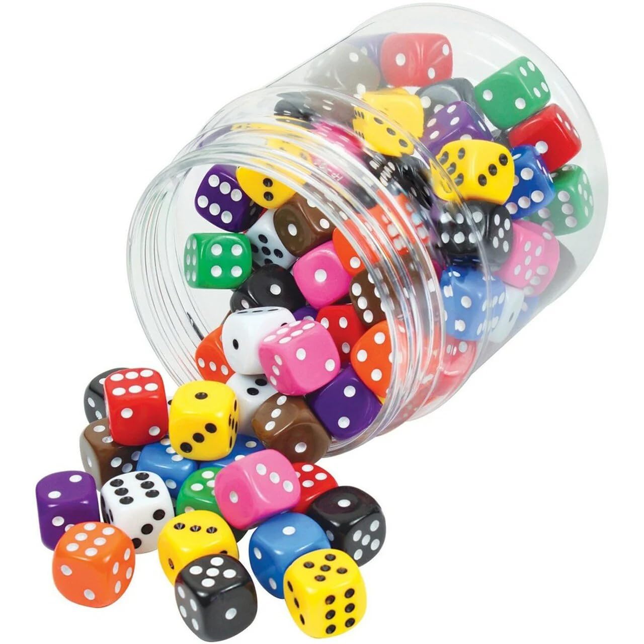 Learning Toolbox Coloured Dice 16mm – Jar of 50pcs in 8 Colours