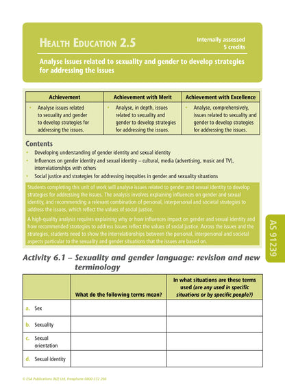 Learning Workbook Health Education NZCEA Level 2