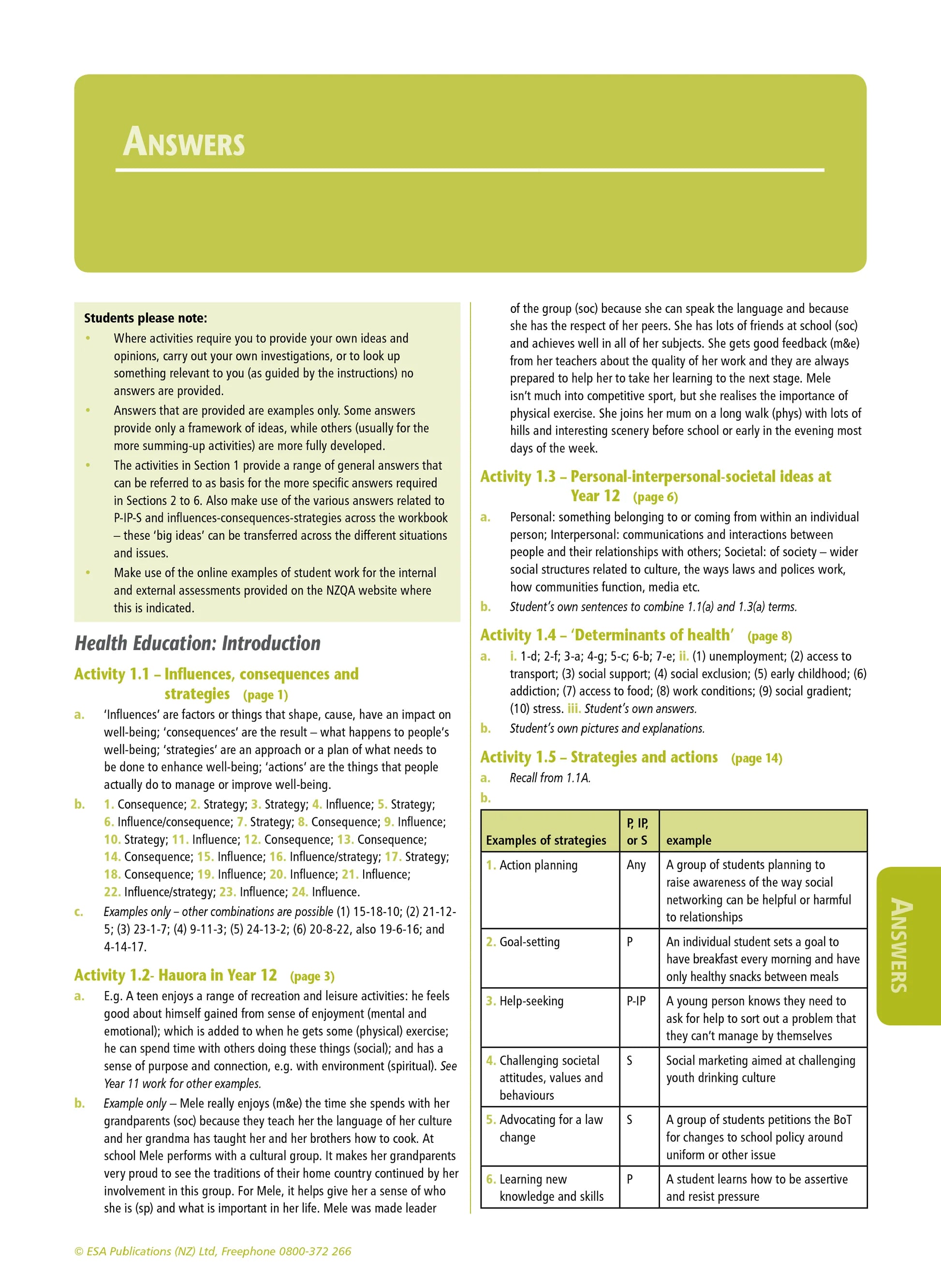 Learning Workbook Health Education NZCEA Level 2