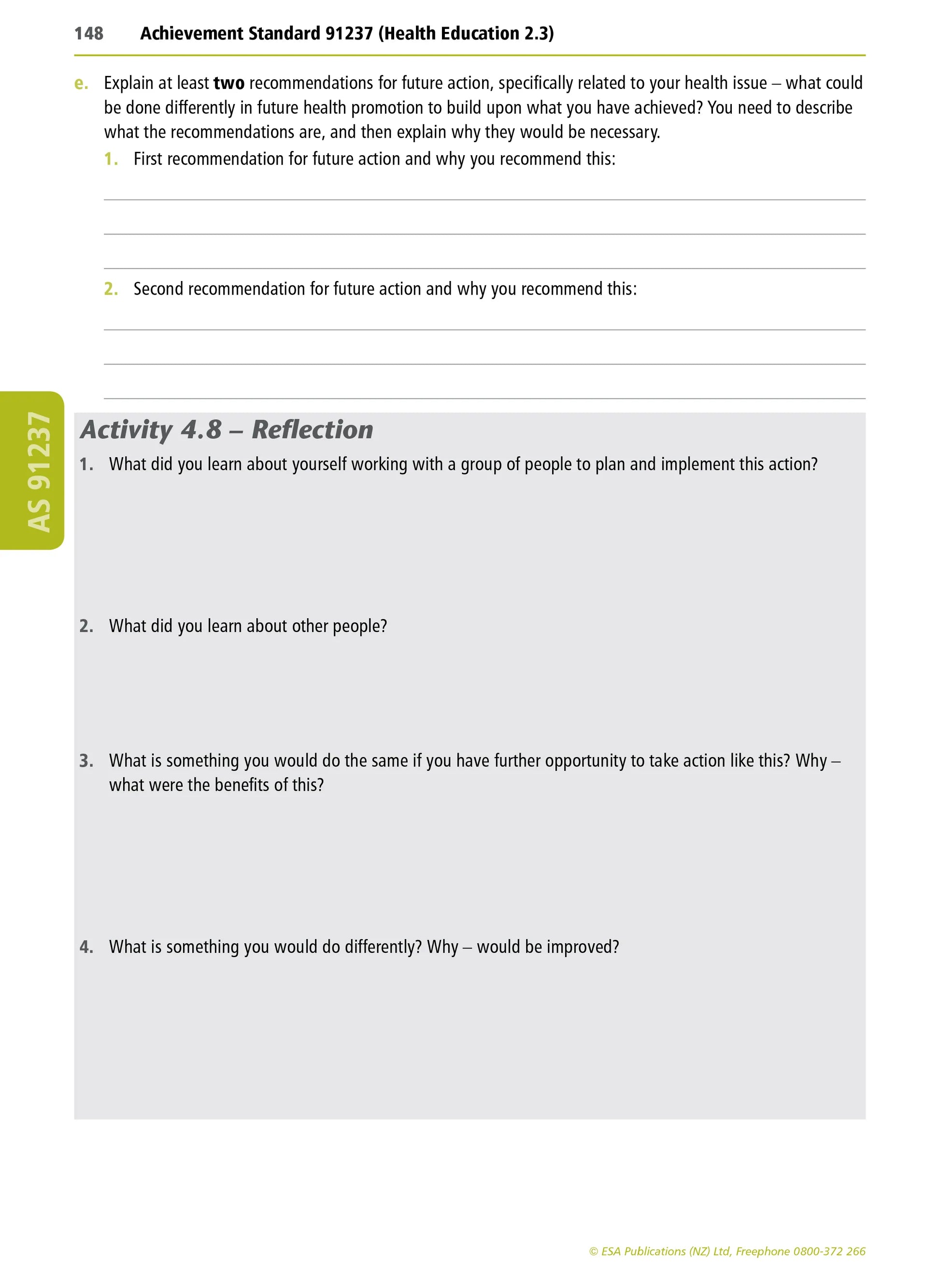 Learning Workbook Health Education NZCEA Level 2