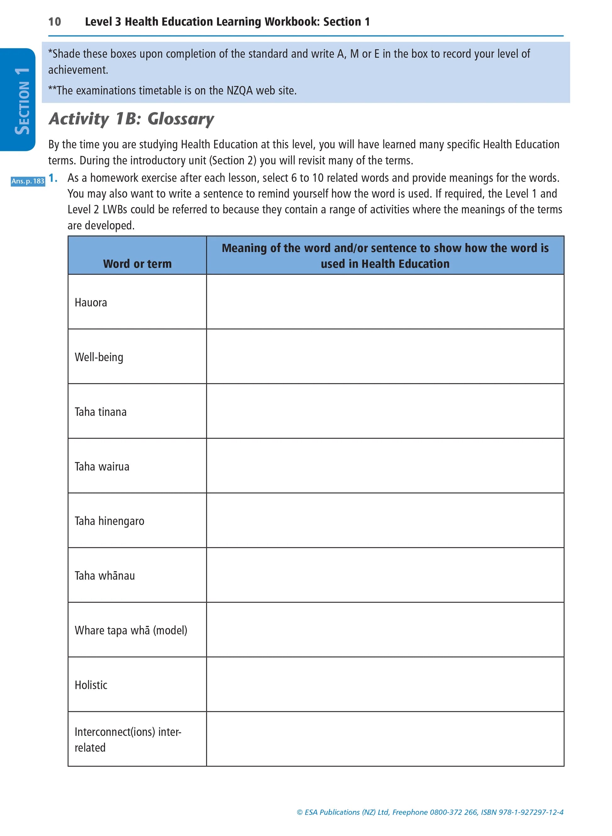 Learning Workbook Level 3 Health Education