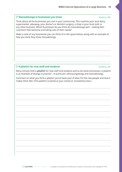 Learnwell 90843 Internal Operations of a Large Business Learning Guide – NCEA Level 2 Business Studies