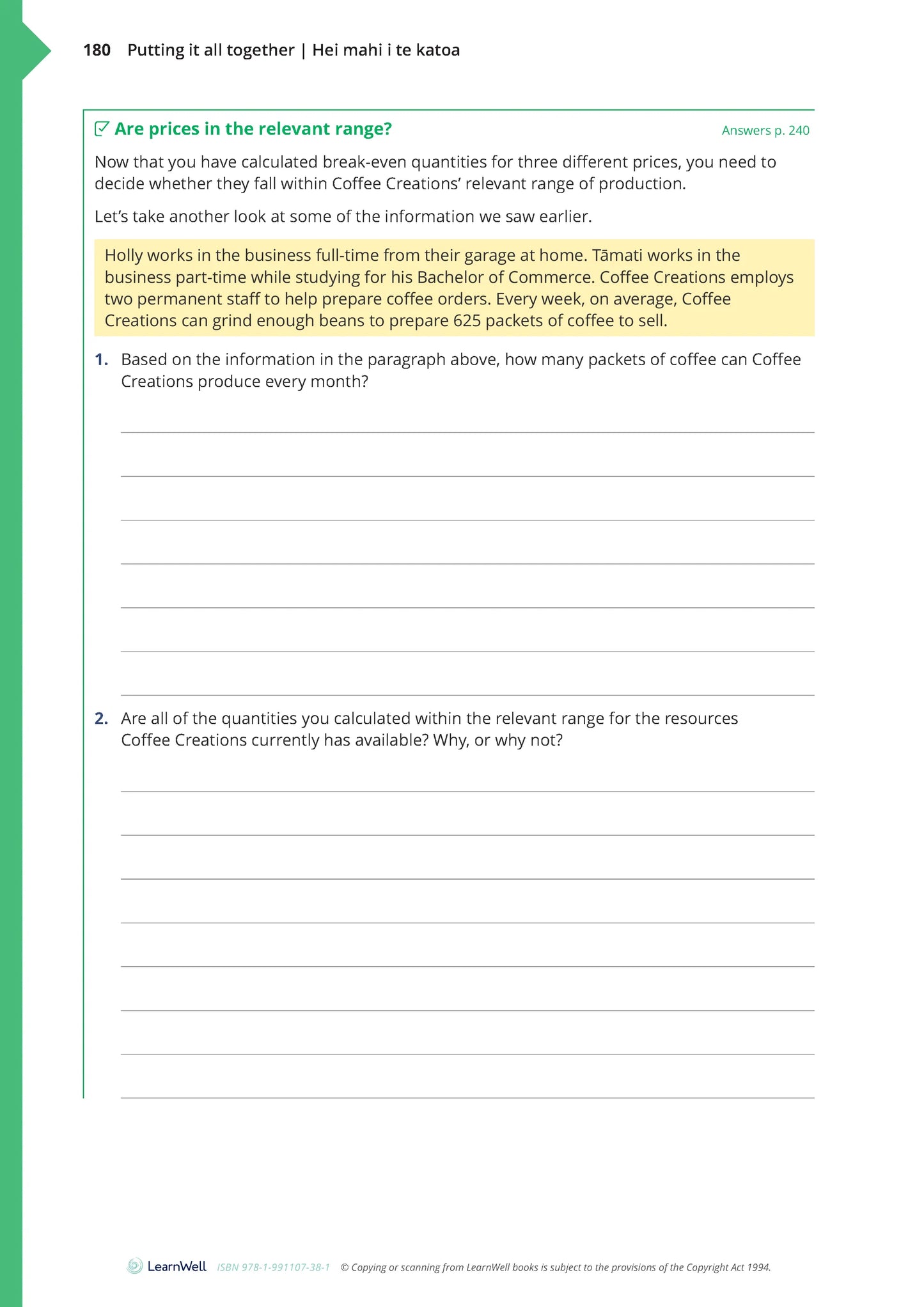 Learnwell 92029 Price Determination for an Organisation Learning Guide