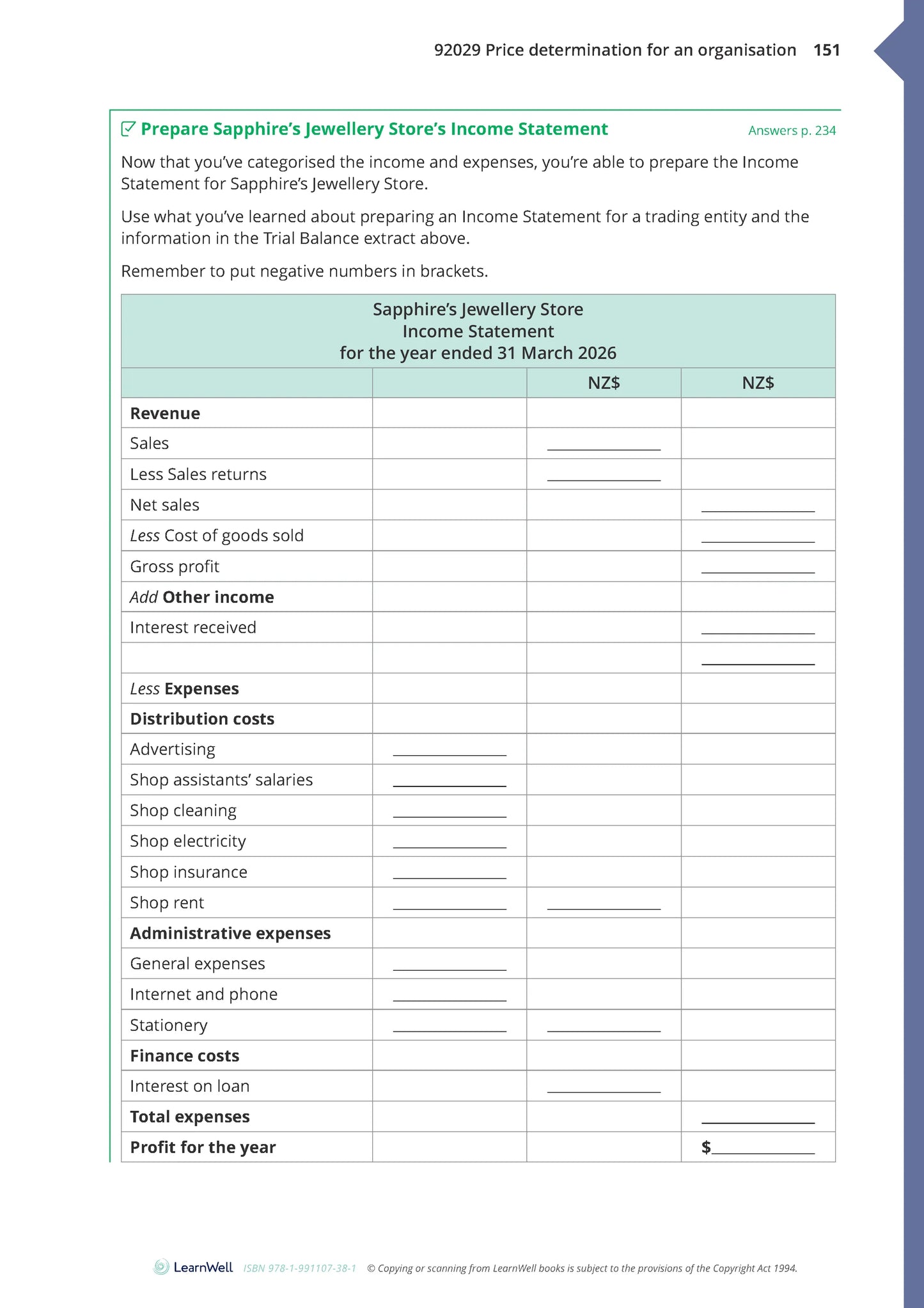 Learnwell 92029 Price Determination for an Organisation Learning Guide