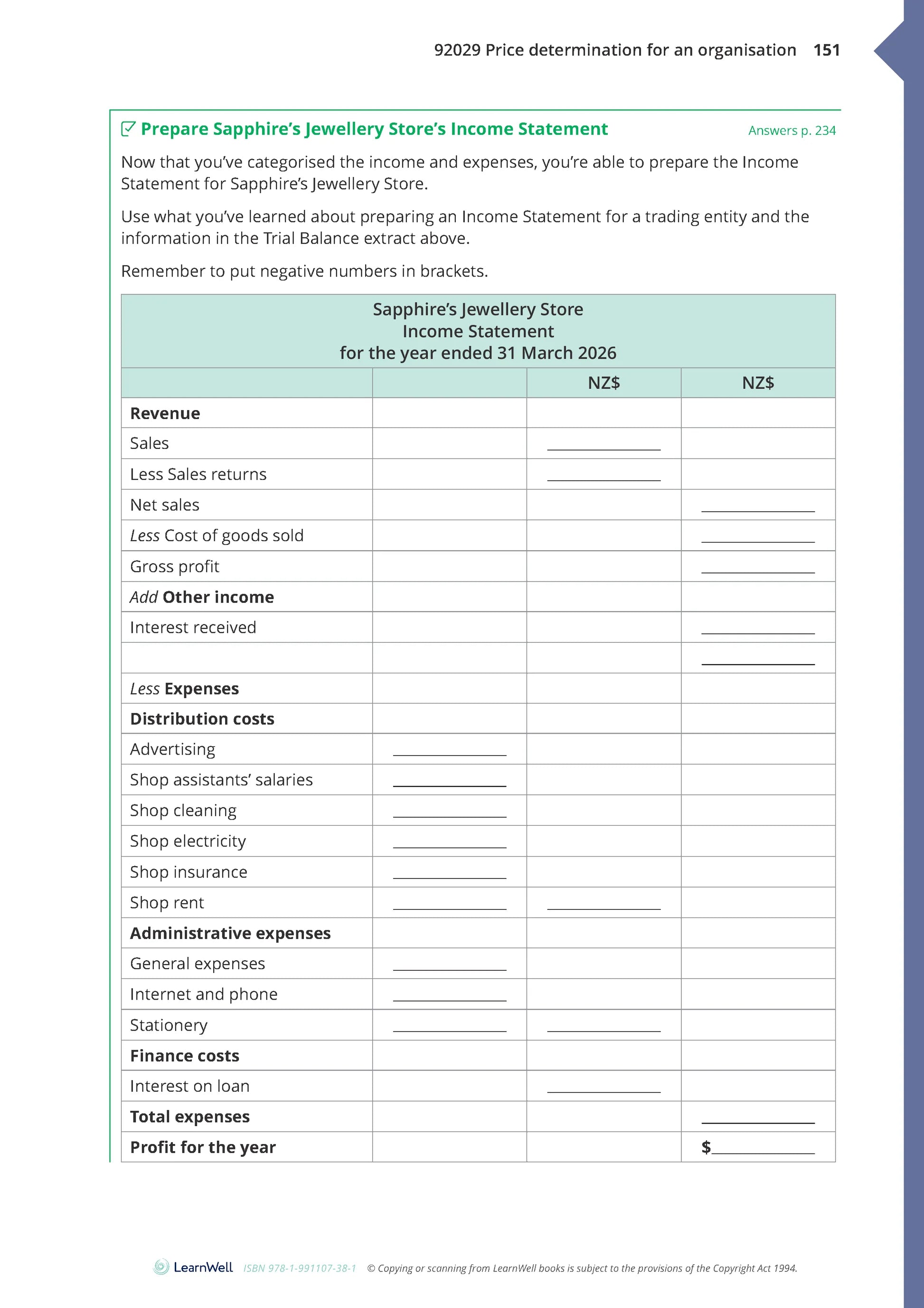Learnwell 92029 Price Determination for an Organisation Learning Guide