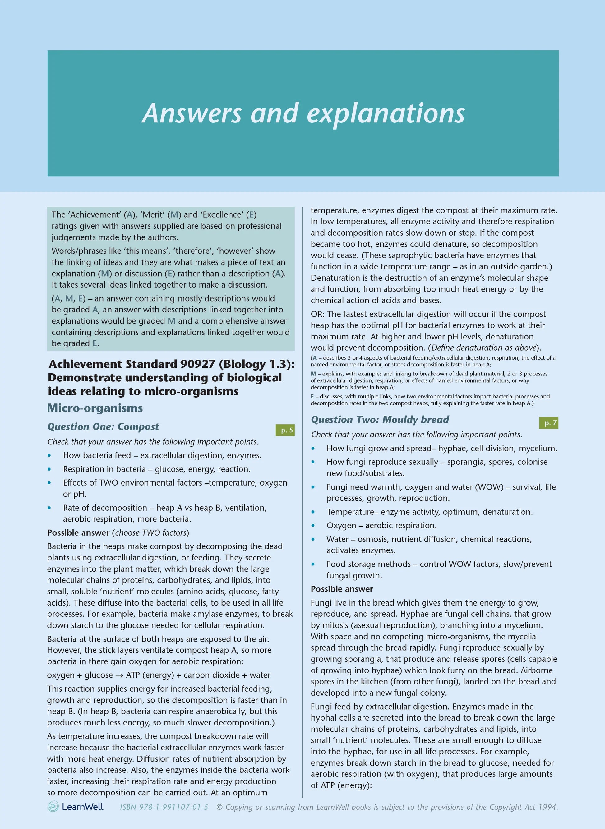 Learnwell Level 1 Biology AME Workbook – NCEA Study Guide NZ