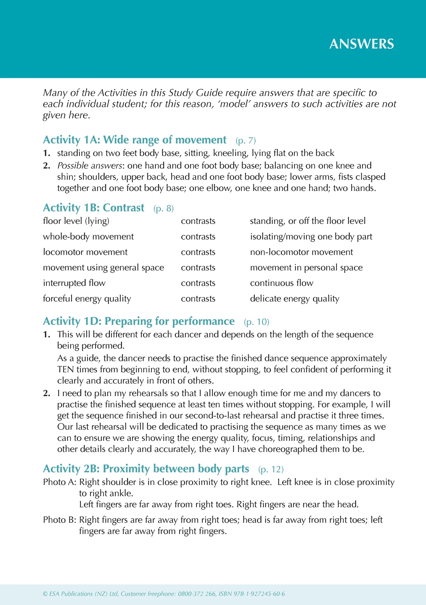 Learnwell Level 1 Dance ESA Study Guide
