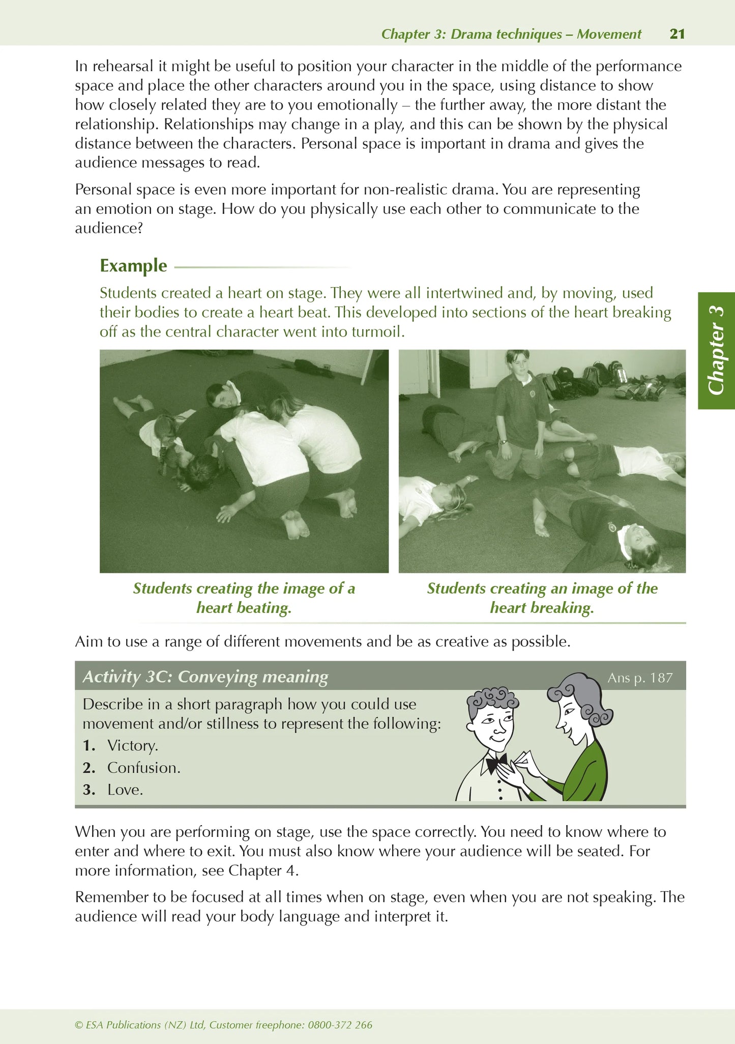 Learnwell Level 1 Drama ESA Study Guide covering NCEA Level 1 Achievement Standards 1.1 to 1.7 with theory, examples, photos, illustrations and student practice activities.